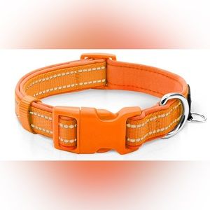 Reflective Dog Collar,Soft Neoprene Padded Pet Collar Orange Small